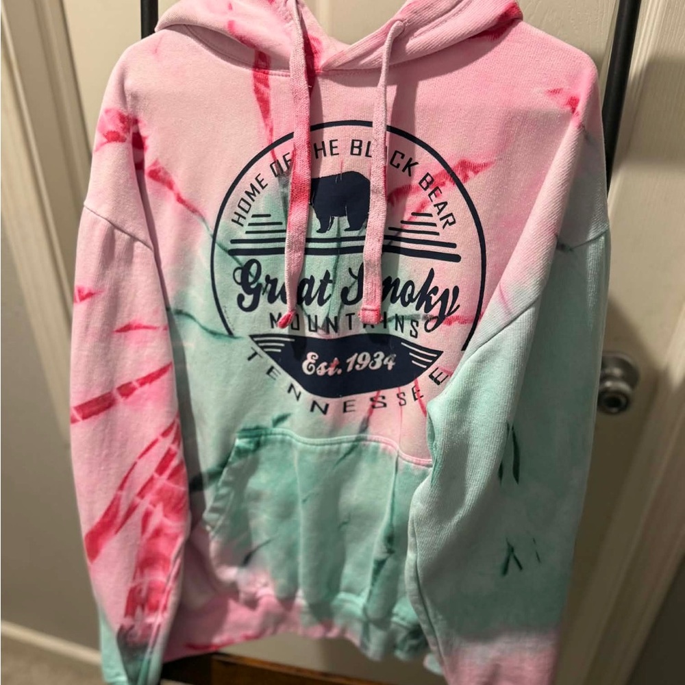 Great Smoky Mountains Tie-Dye Hoodie - Pink & Mint